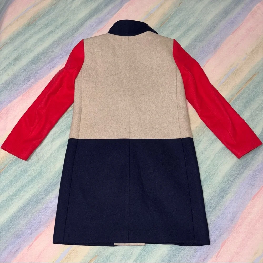 J Crew colorblock wool pea coat size 4 Petite - Picture 6 of 10